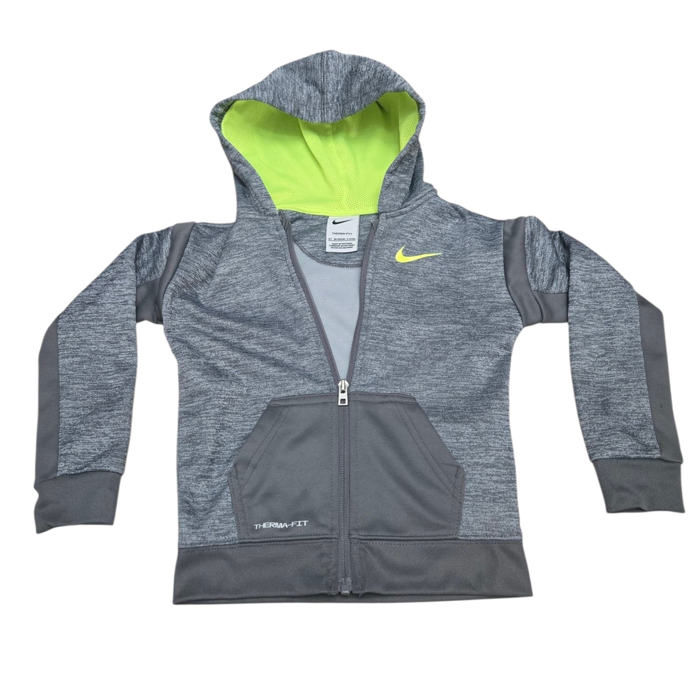 Nike Gray and Yellow Zip-Up Hoodie Sweatshirt